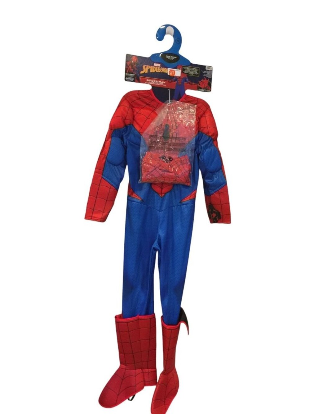 Marvel Spiderman Child Medium 7-8 Jumpsuit Mask Gloves Web Shooter Accent on Cuf